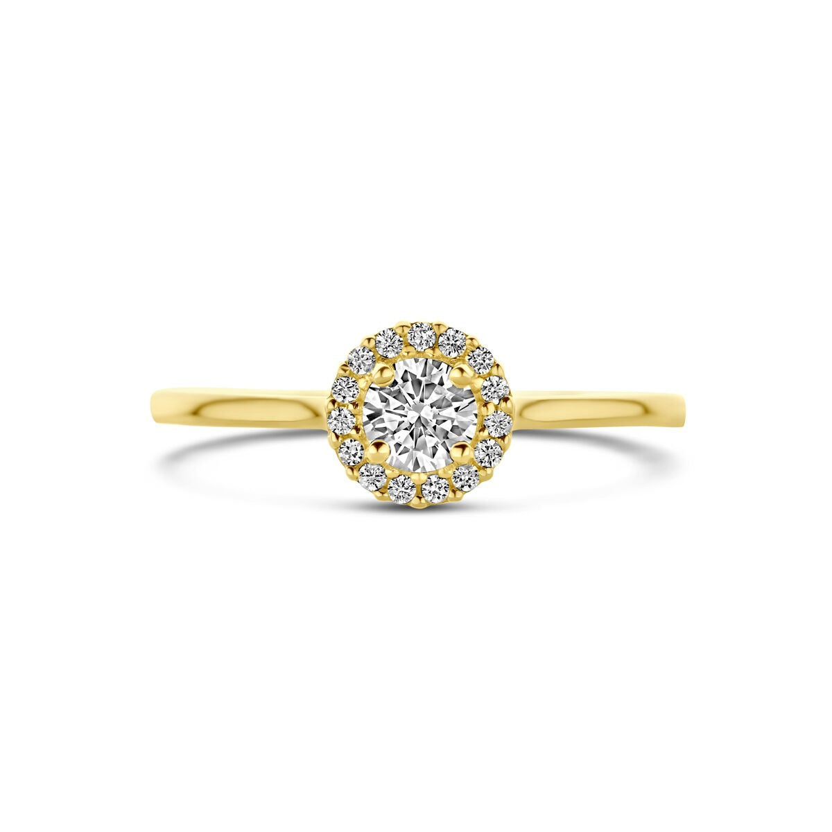 Bague pour femme en or jaune 14k avec zircone - sertissage entourage