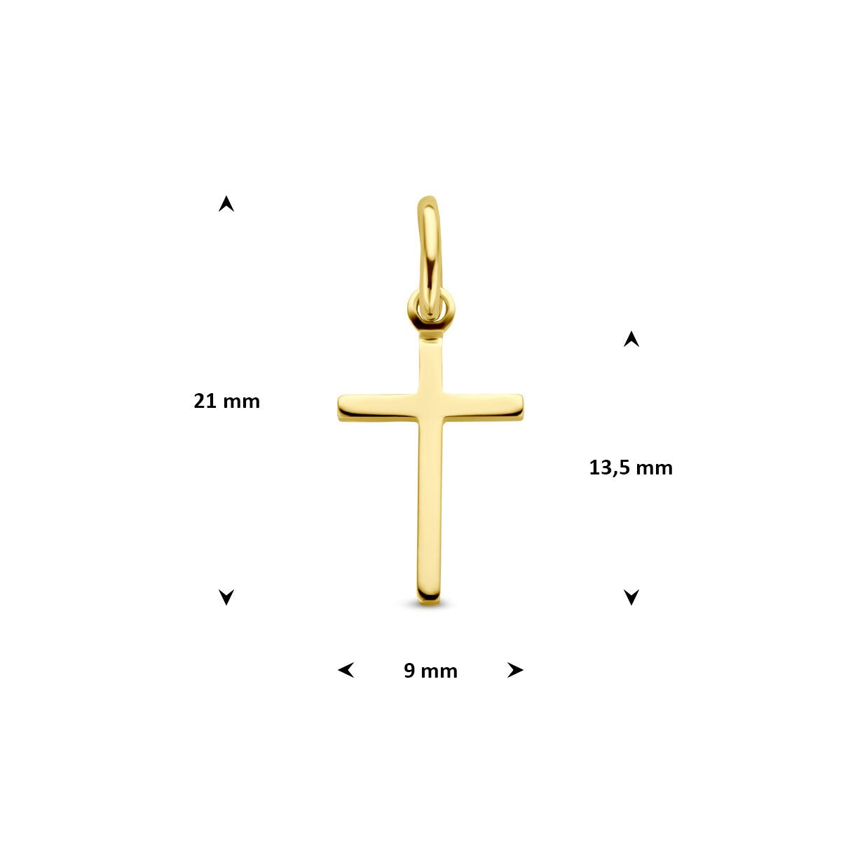 pendentif croix en or jaune 9k
