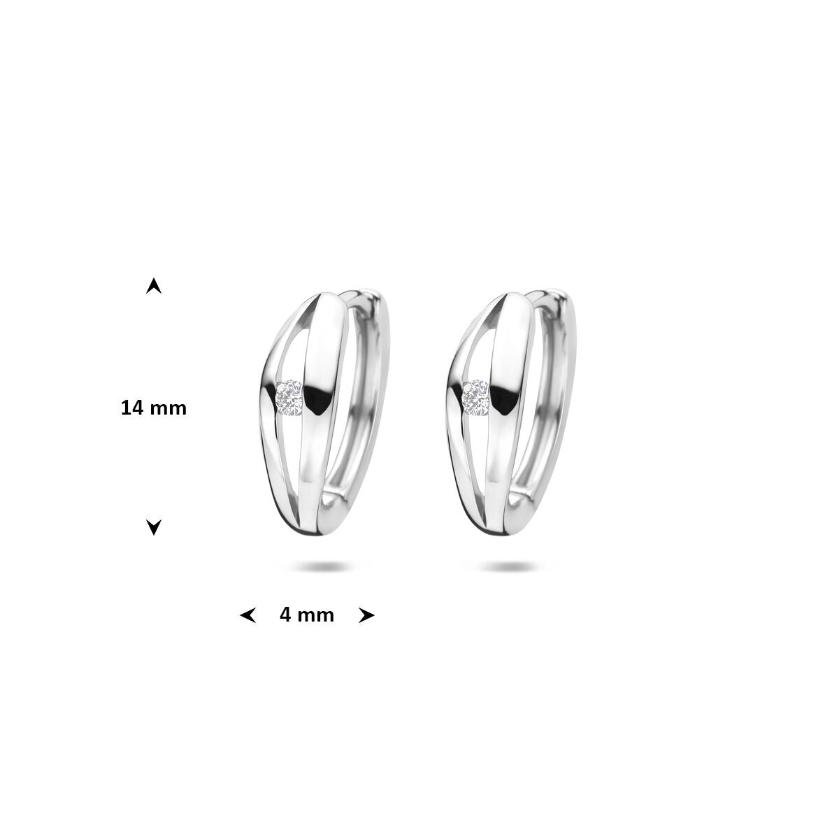 Créoles en argent pour femme avec diamant lab grown – rhodié 14 mm