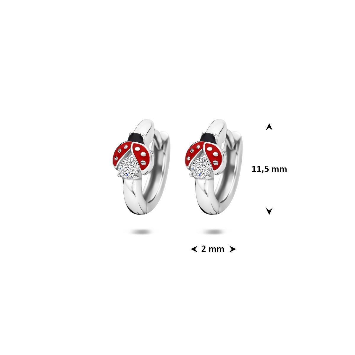 créoles coccinelle 11,5 mm argent rhodié