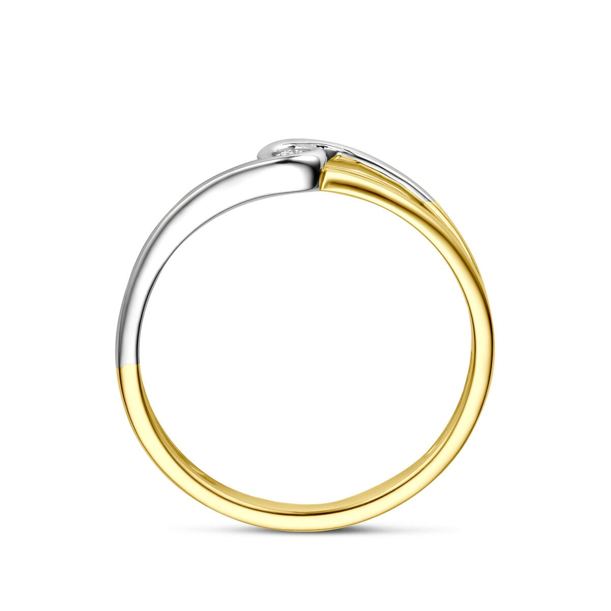 Bague pour femme bicolore en or avec diamant – or jaune et or blanc 14k