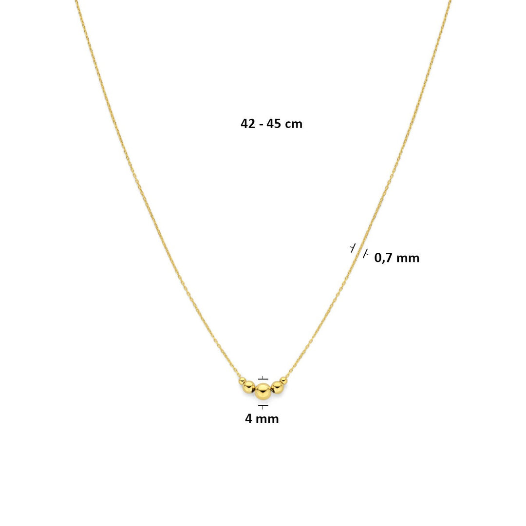 14k Geelgouden collier met bolletjes