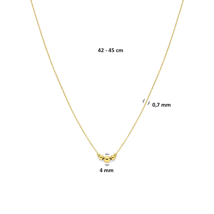 14k Geelgouden collier met bolletjes