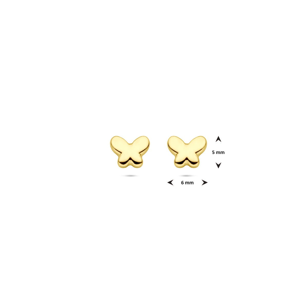 Puces d'oreilles en or jaune 14k papillon