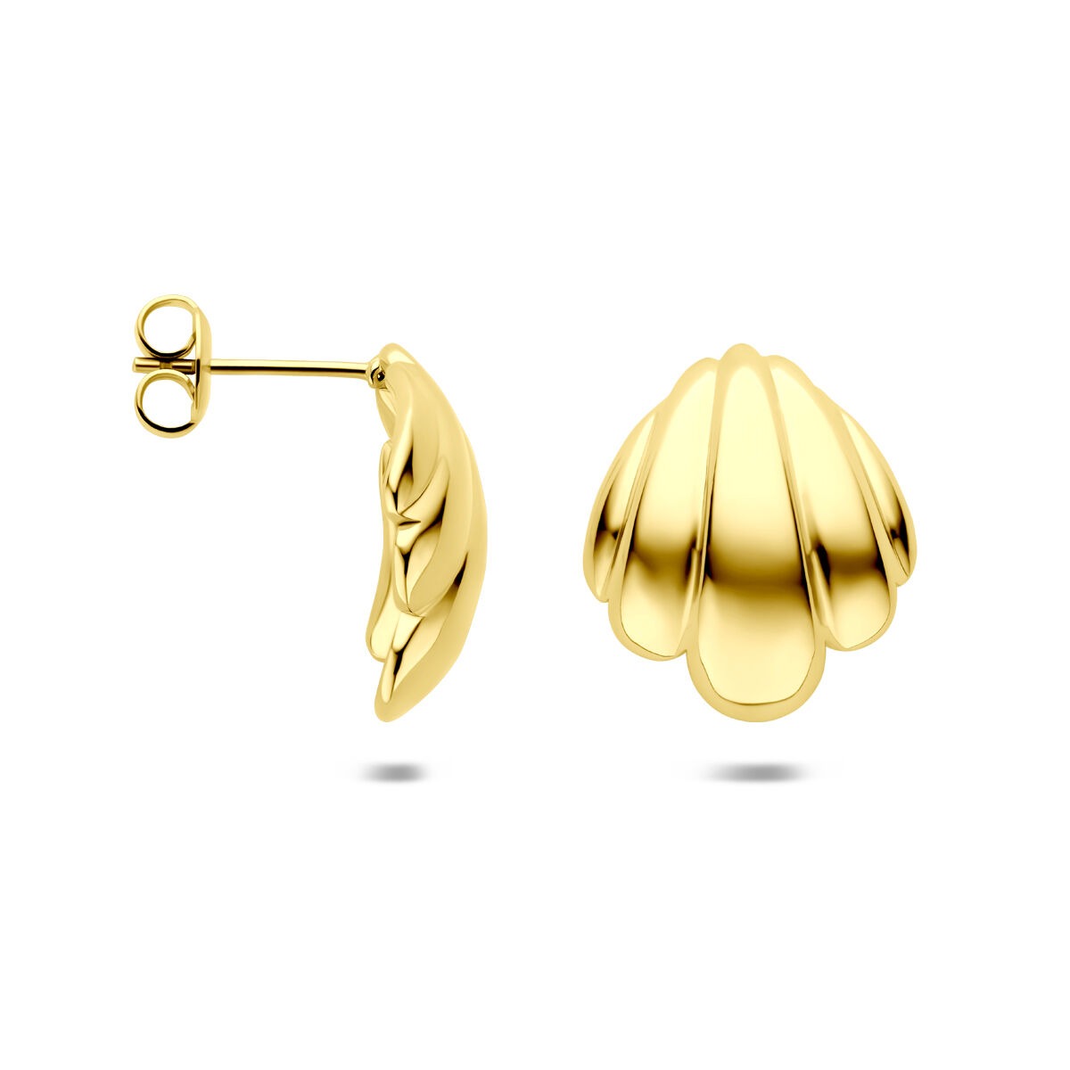 Puces d'oreilles pour femme en acier jaune avec plaquage ionique 20 mm