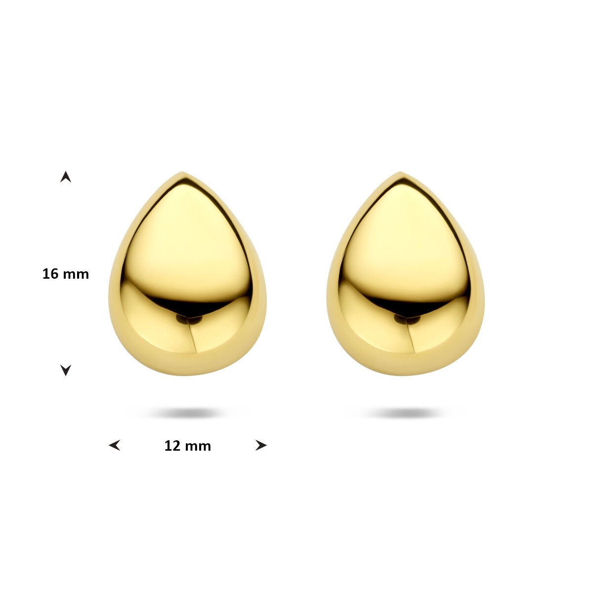 Puces d'oreilles en argent plaqué or en forme de goutte - forme fluide en éclat doré
