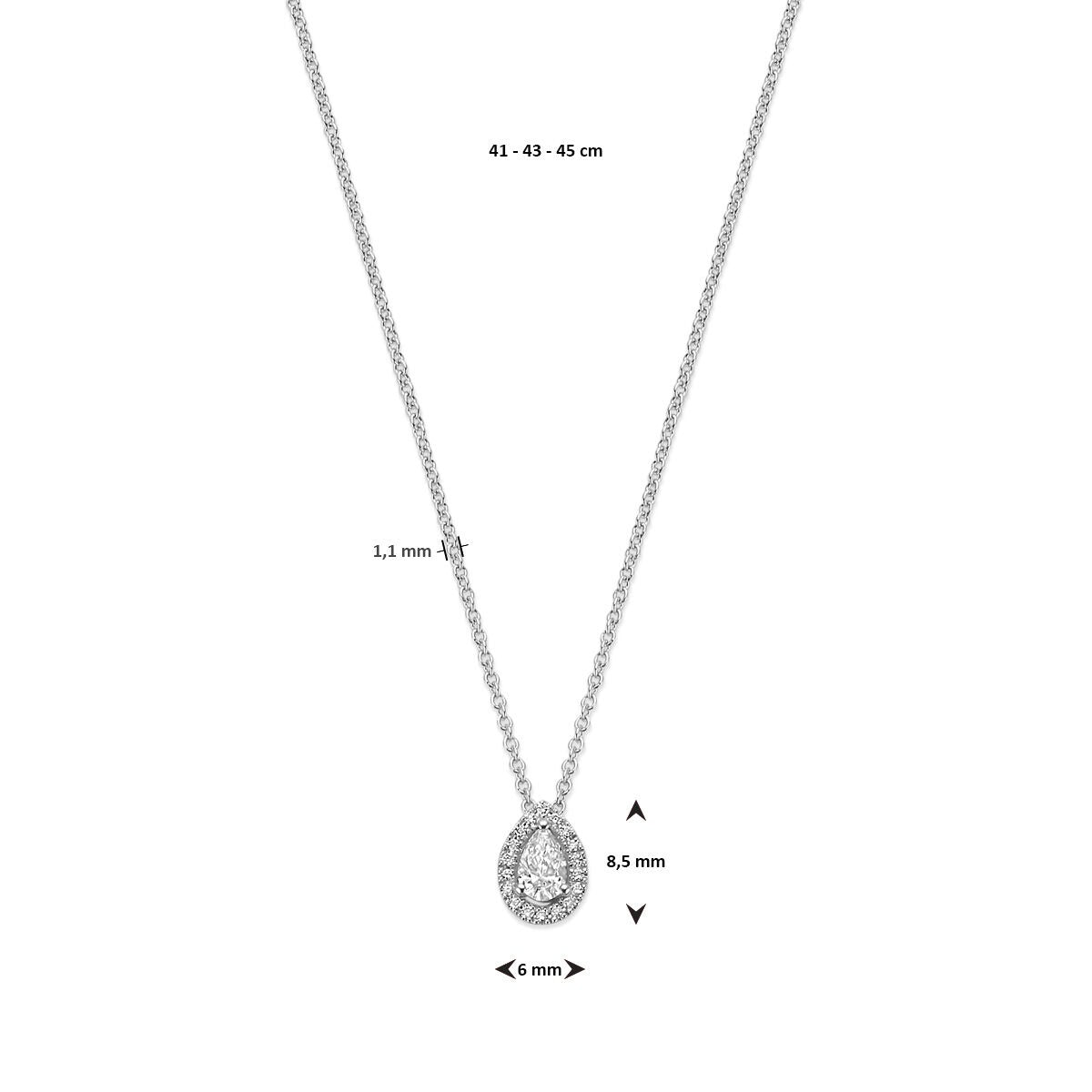 Collier en or blanc 14k avec pendentif diamant