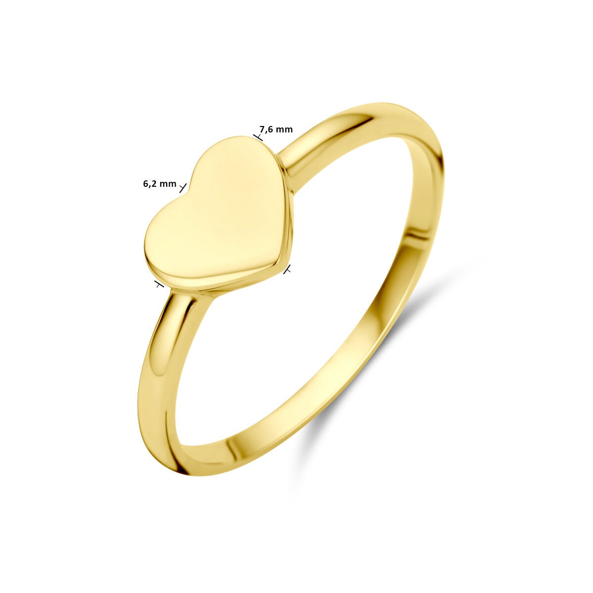 bague en or jaune 9k avec cœur