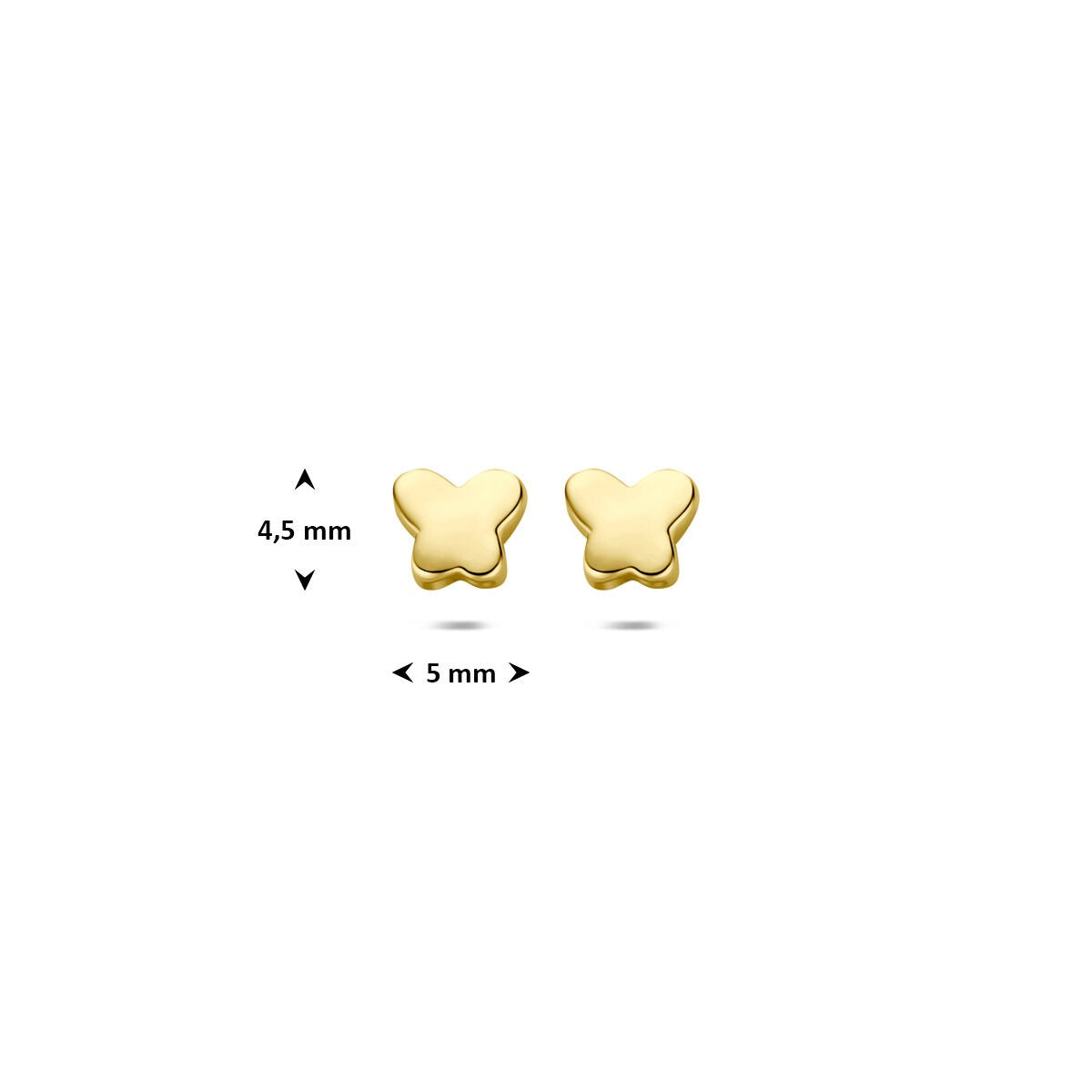 puces d'oreilles en or jaune en forme de cœur 14k