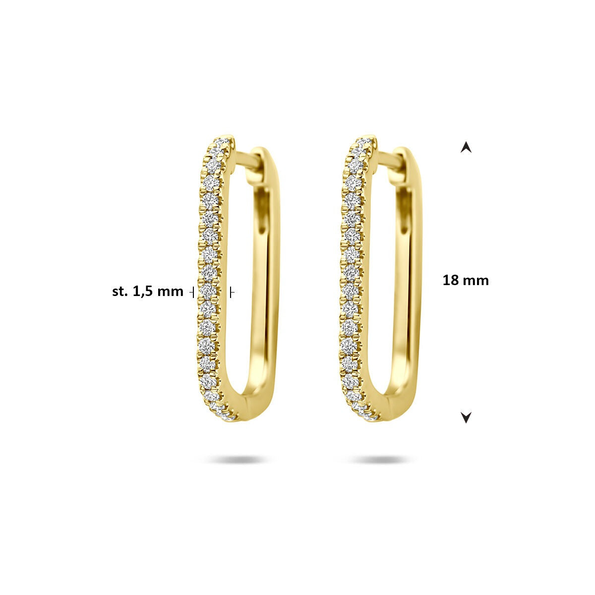 Créoles en or jaune 14k avec diamant cultivé en laboratoire