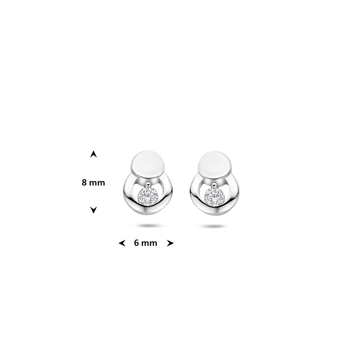 Puces d'oreilles en argent avec zircone – rhodié 925