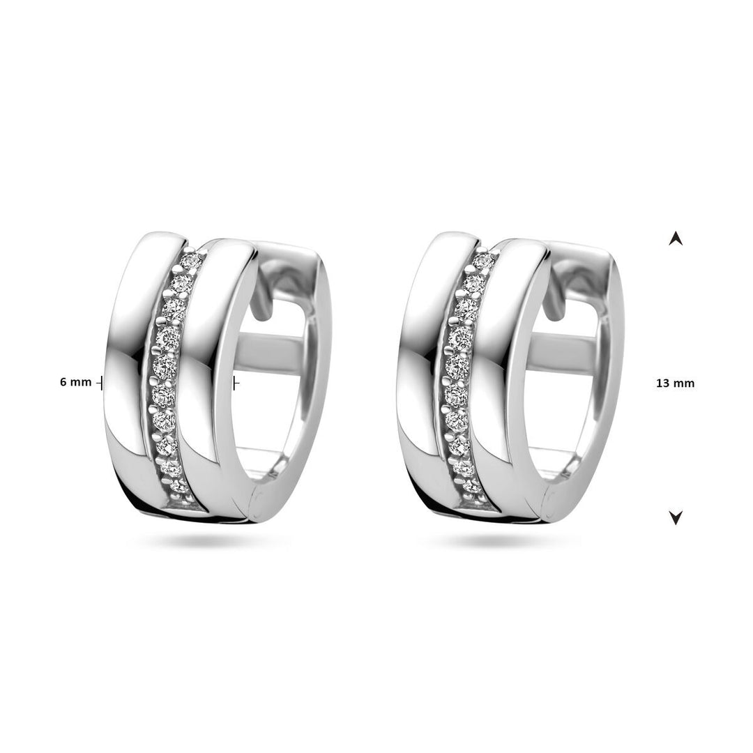 Zilveren klapoorringen met zirkonia – gerhodineerd 925 zilver