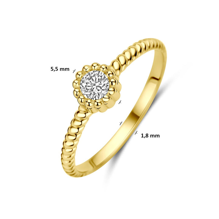 9k Geelgouden ring met zirkonia