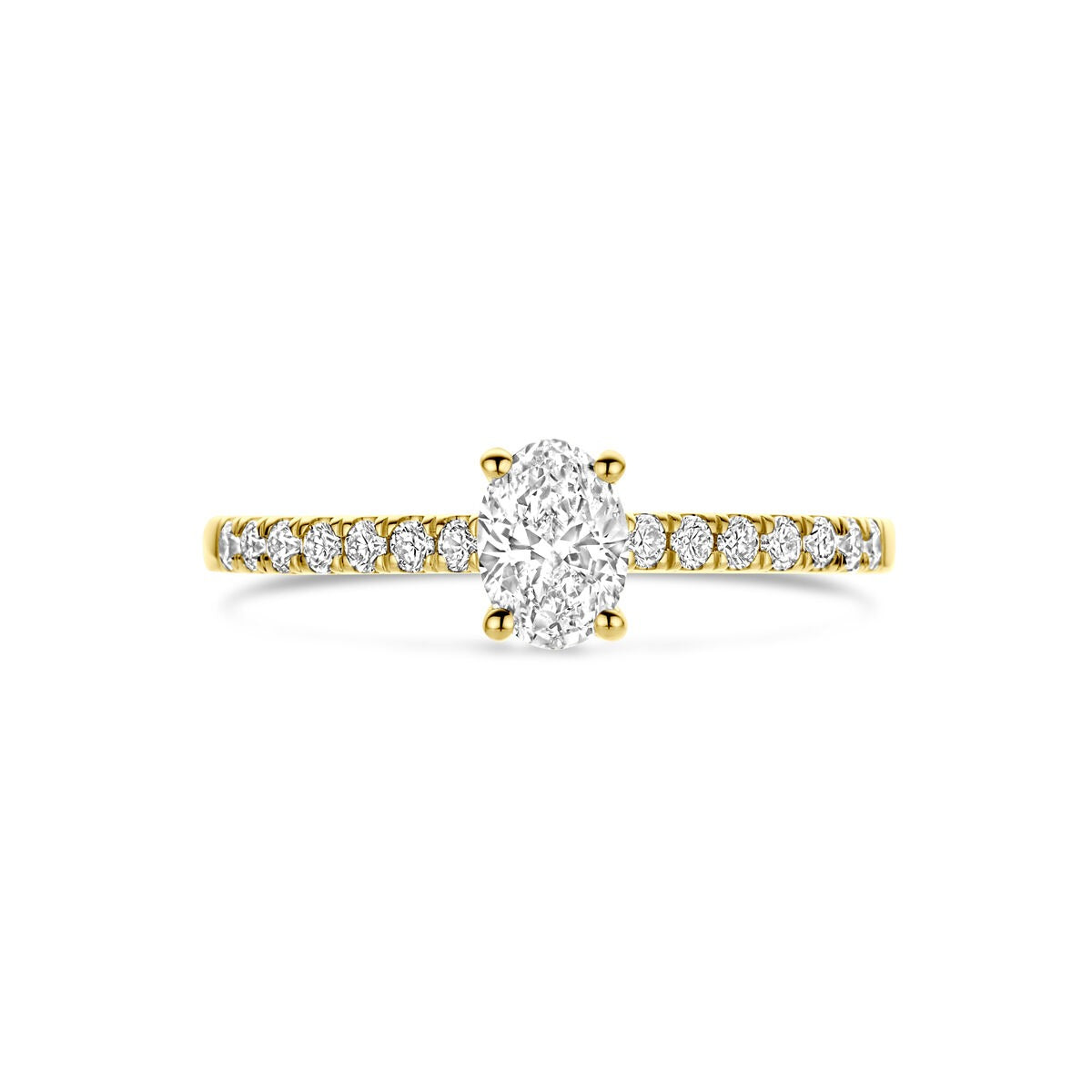 Bague en or 14k avec diamant cultivé en laboratoire - forme taille ovale