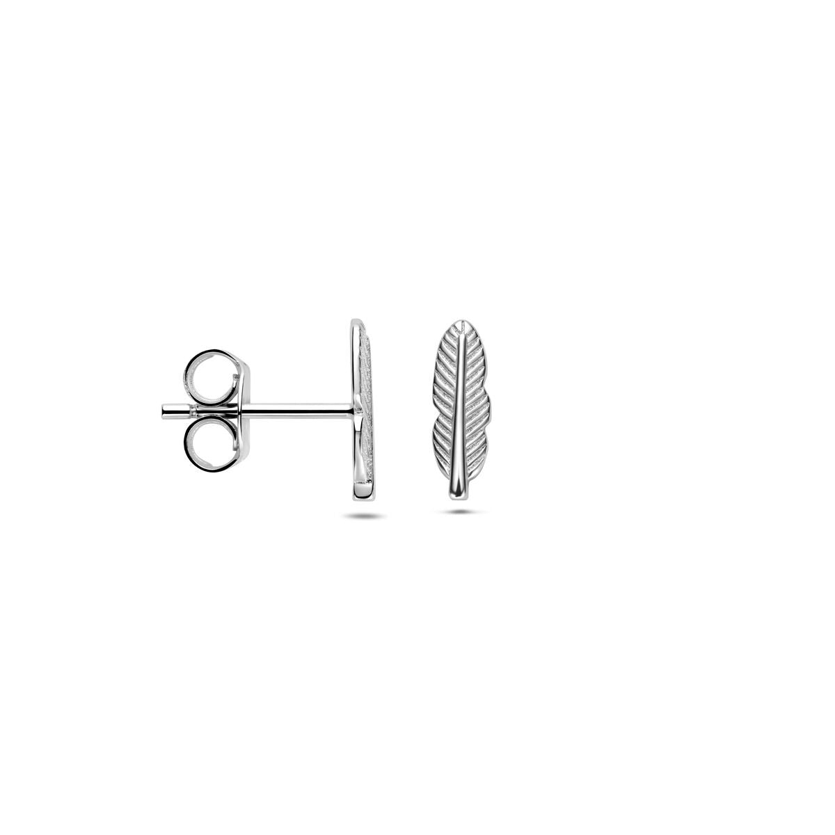 Puces d'oreilles en argent plume – rhodié argent 925
