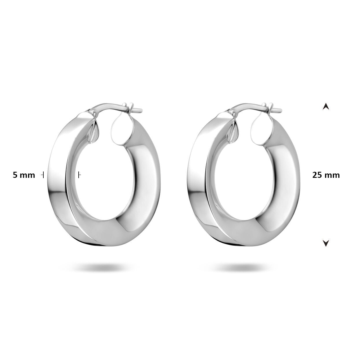 Boucles d'oreilles pour femme en argent rhodié – 5 mm d'épaisseur