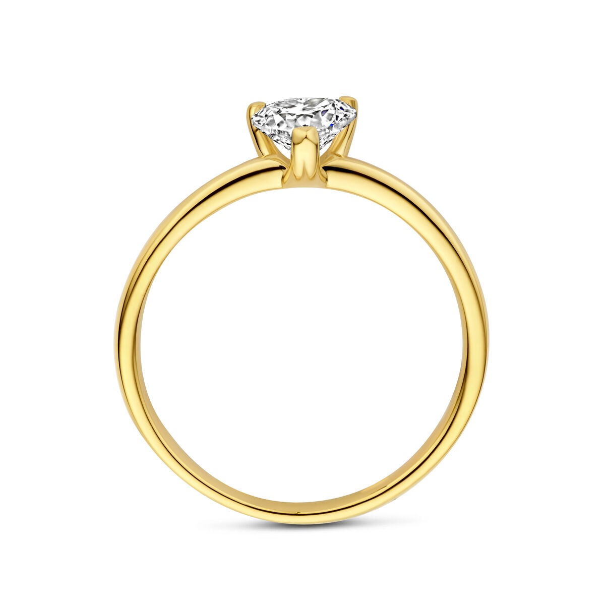 Bague en or jaune 14k avec diamant lab grown en forme de cœur 0.50ct