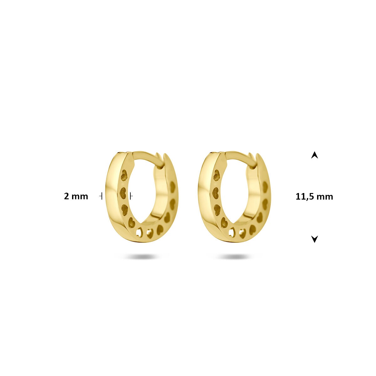 Créoles en or jaune 14k avec cœurs