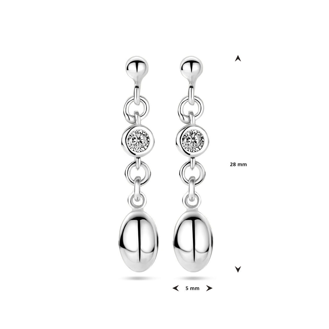 Zilveren oorhangers met zirkonia – gerhodineerd 925 zilver