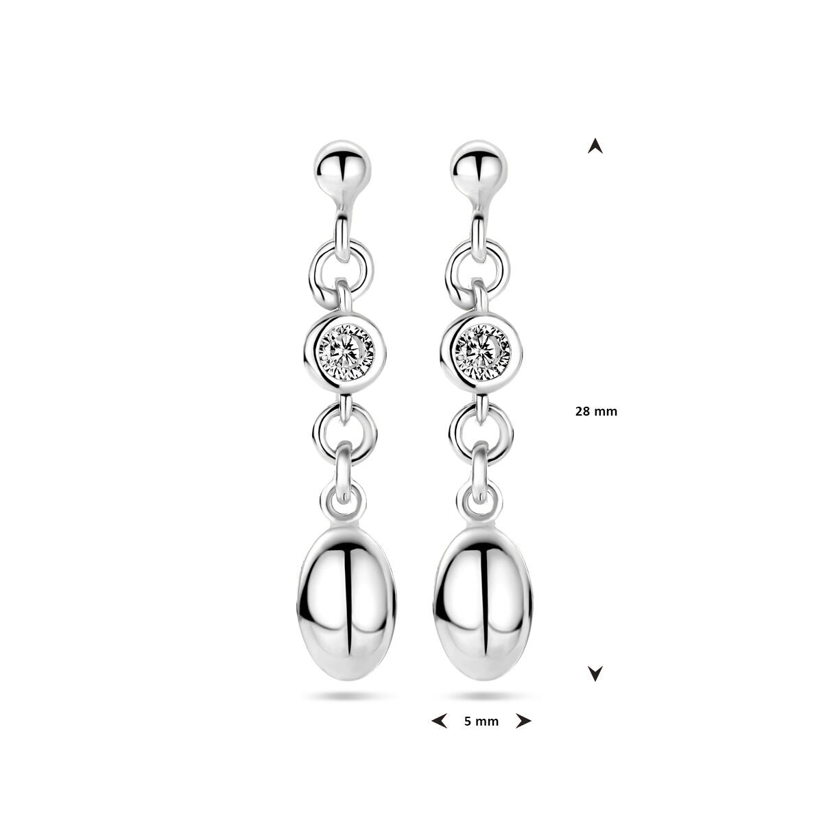 Boucles d'oreilles en argent avec zircone – rhodié argent 925