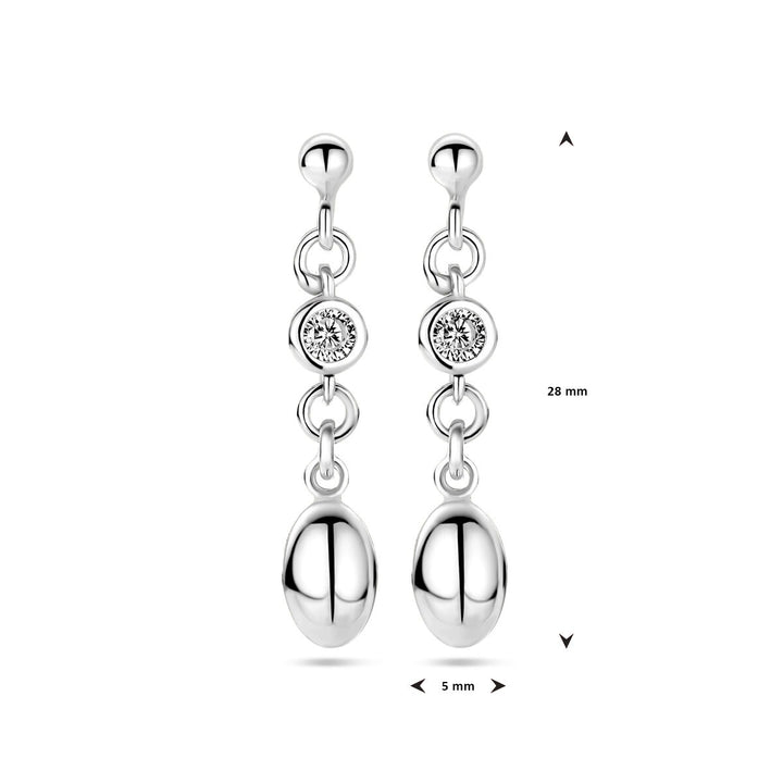 Zilveren oorhangers met zirkonia – gerhodineerd 925 zilver