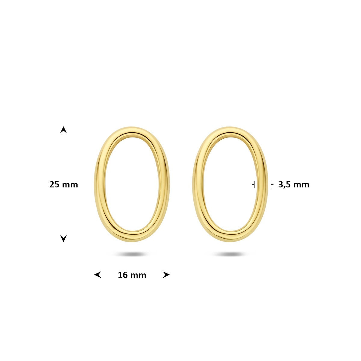 puces d'oreilles en or jaune 14k ovales ouvertes