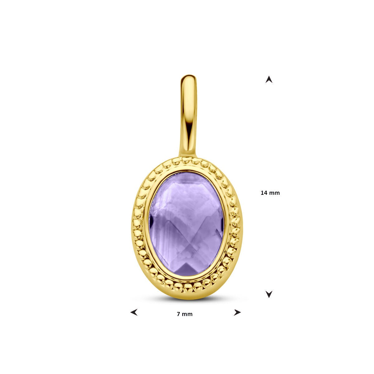 Pendentif en or jaune 14k avec améthyste - Monture ovale