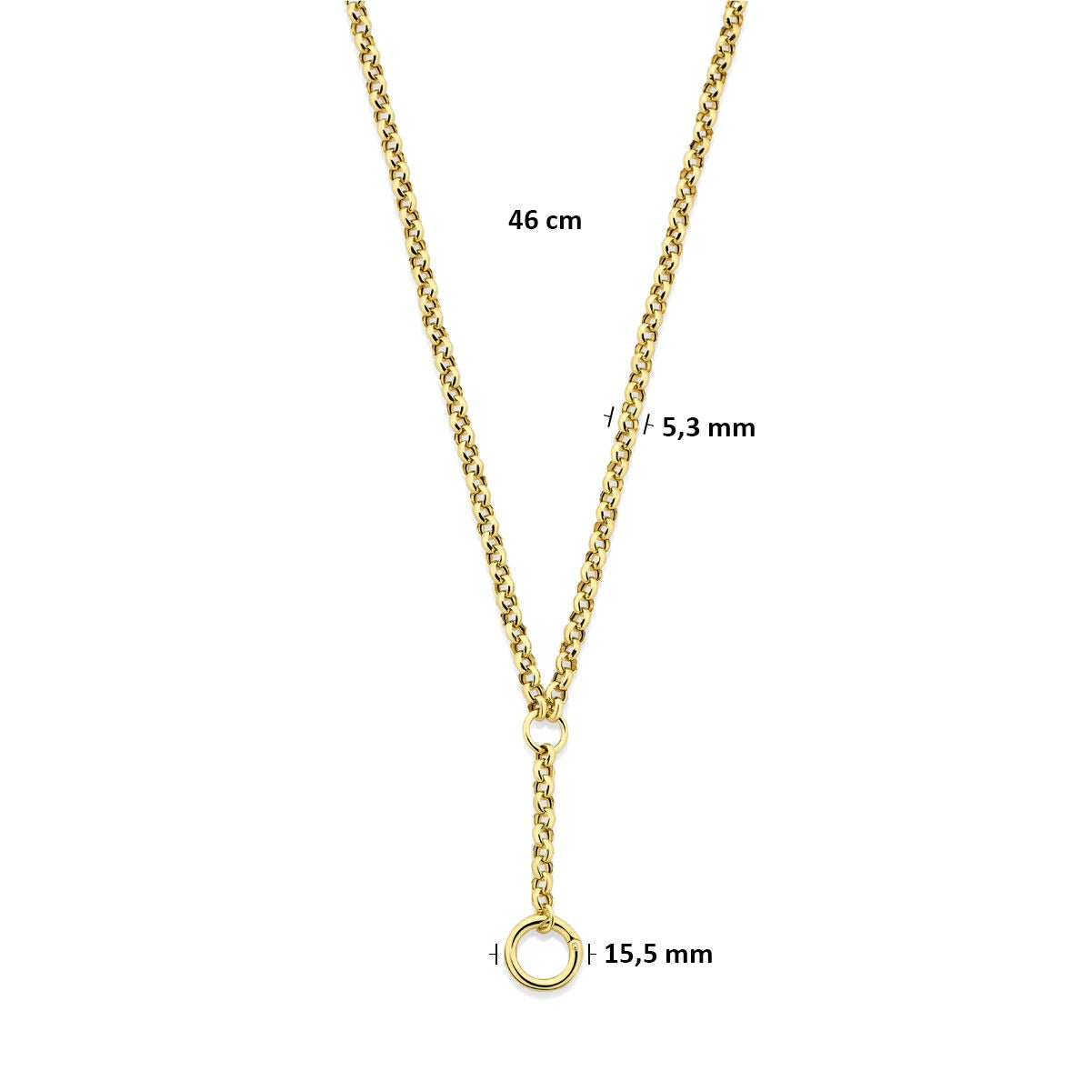 Collier Y plaqué or en argent 925 avec connecteur 46 cm