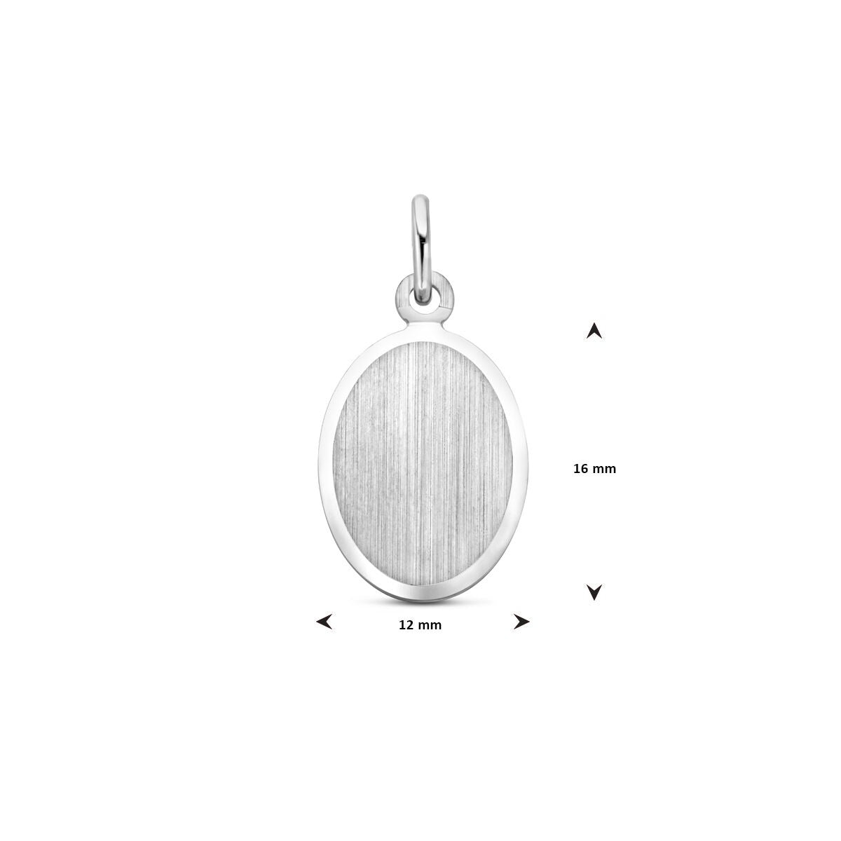 Pendentif ovale en argent – rhodié 925 argent, mat/diamanté, 24 x 12 mm