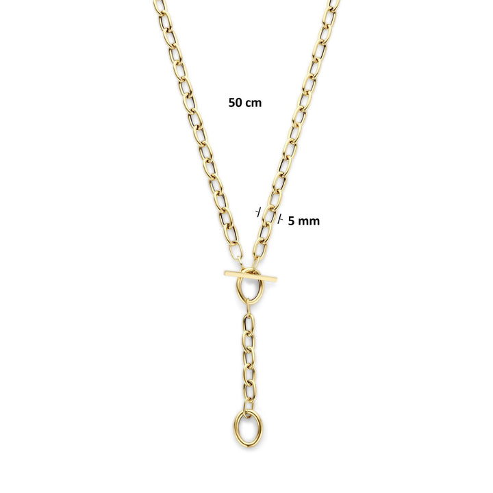 14k Geelgouden Y-collier met ankerschakel
