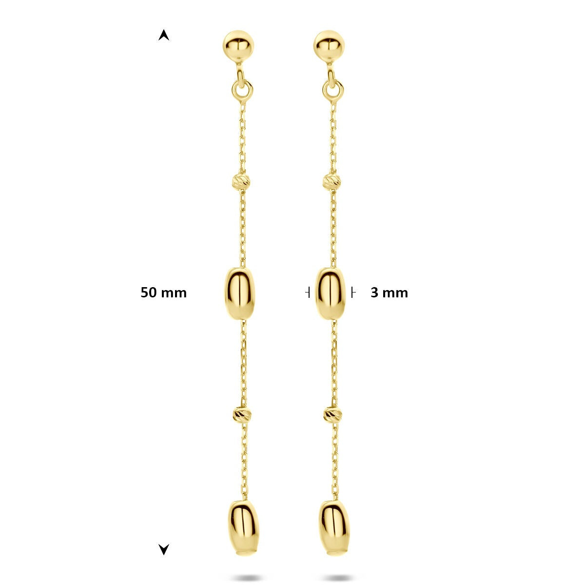 Boucles d'oreilles en or jaune 14k 50 mm