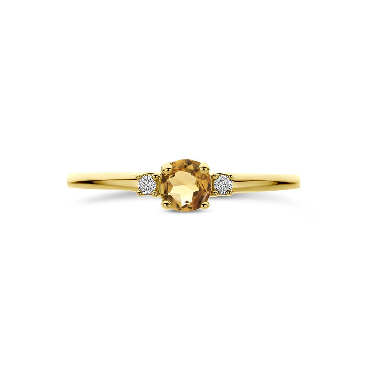 14k Geelgouden ring met citrien en zirkonia