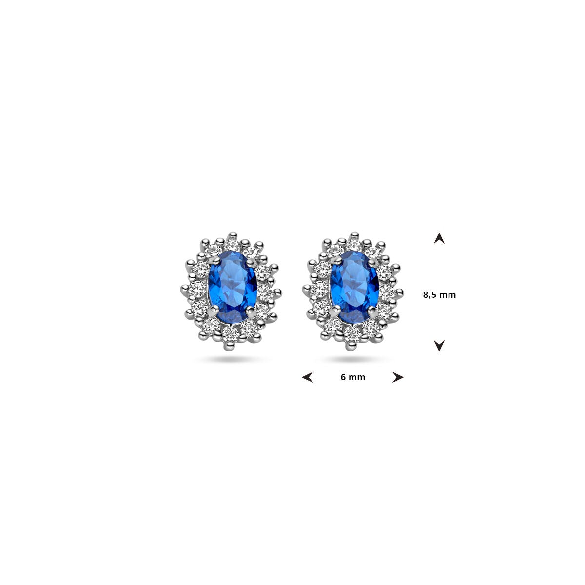 Puces d'oreilles en argent avec saphir et zircone – rhodié 925