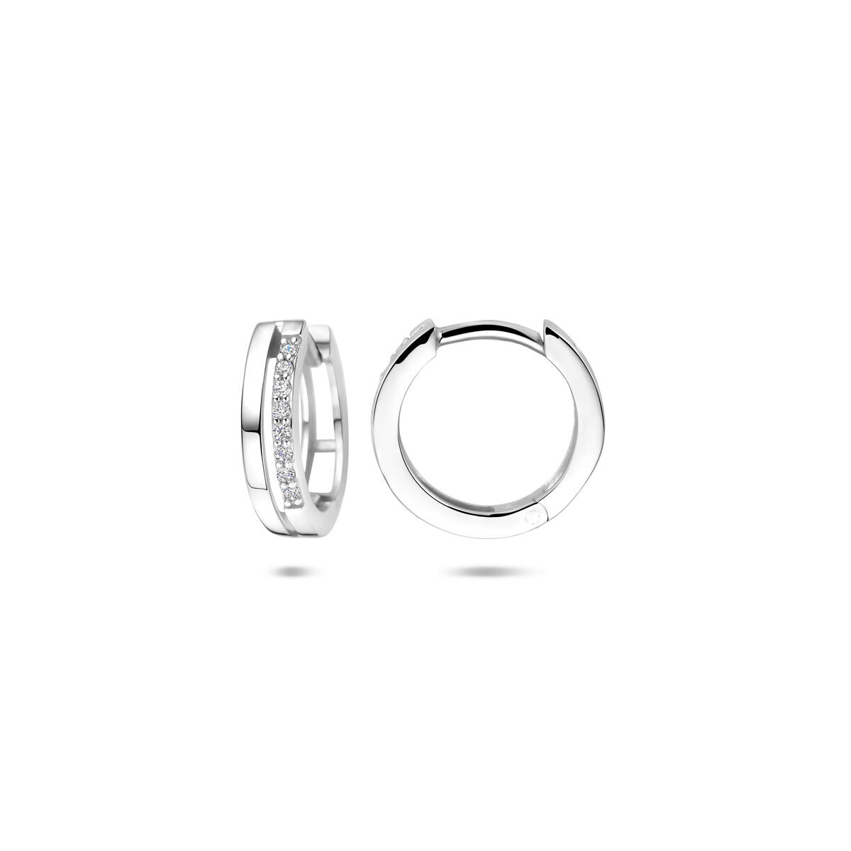 Créoles en argent avec zircone – rhodié argent 925