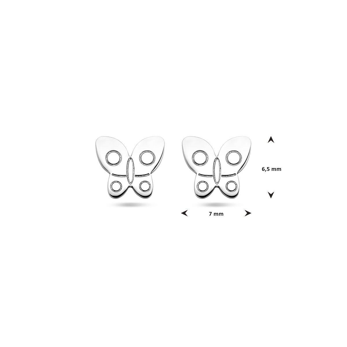 Puces d'oreilles en argent rhodié pour enfant en forme de papillon