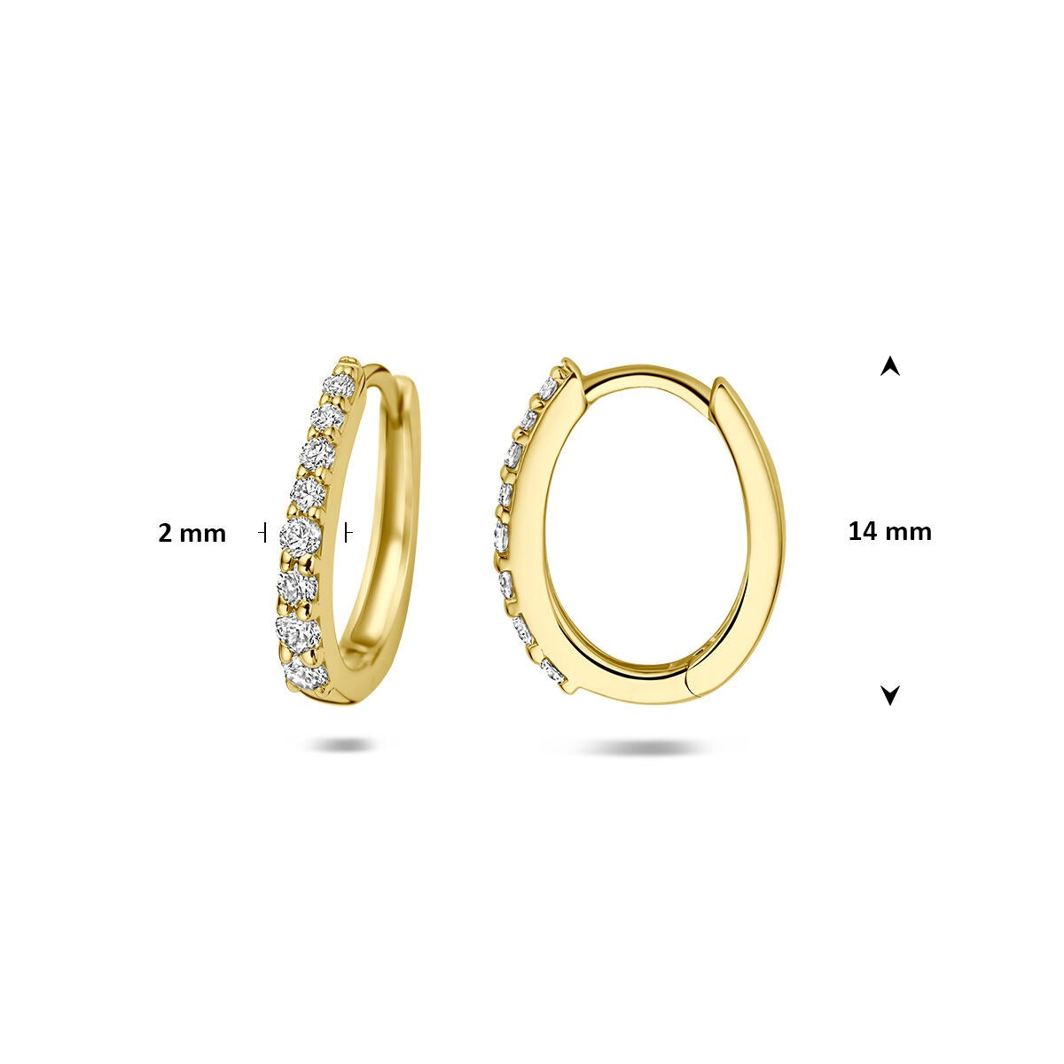 Créoles en or jaune 14k avec diamant cultivé en laboratoire