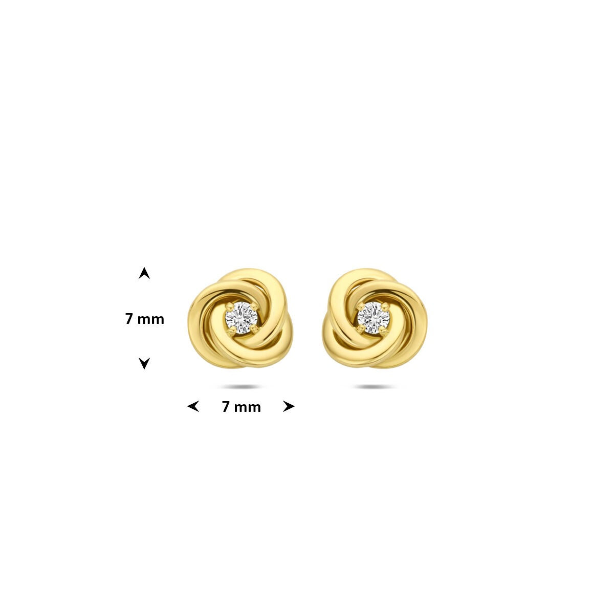 puces d'oreilles en or jaune 14k avec diamant lab grown 0,07 ct
