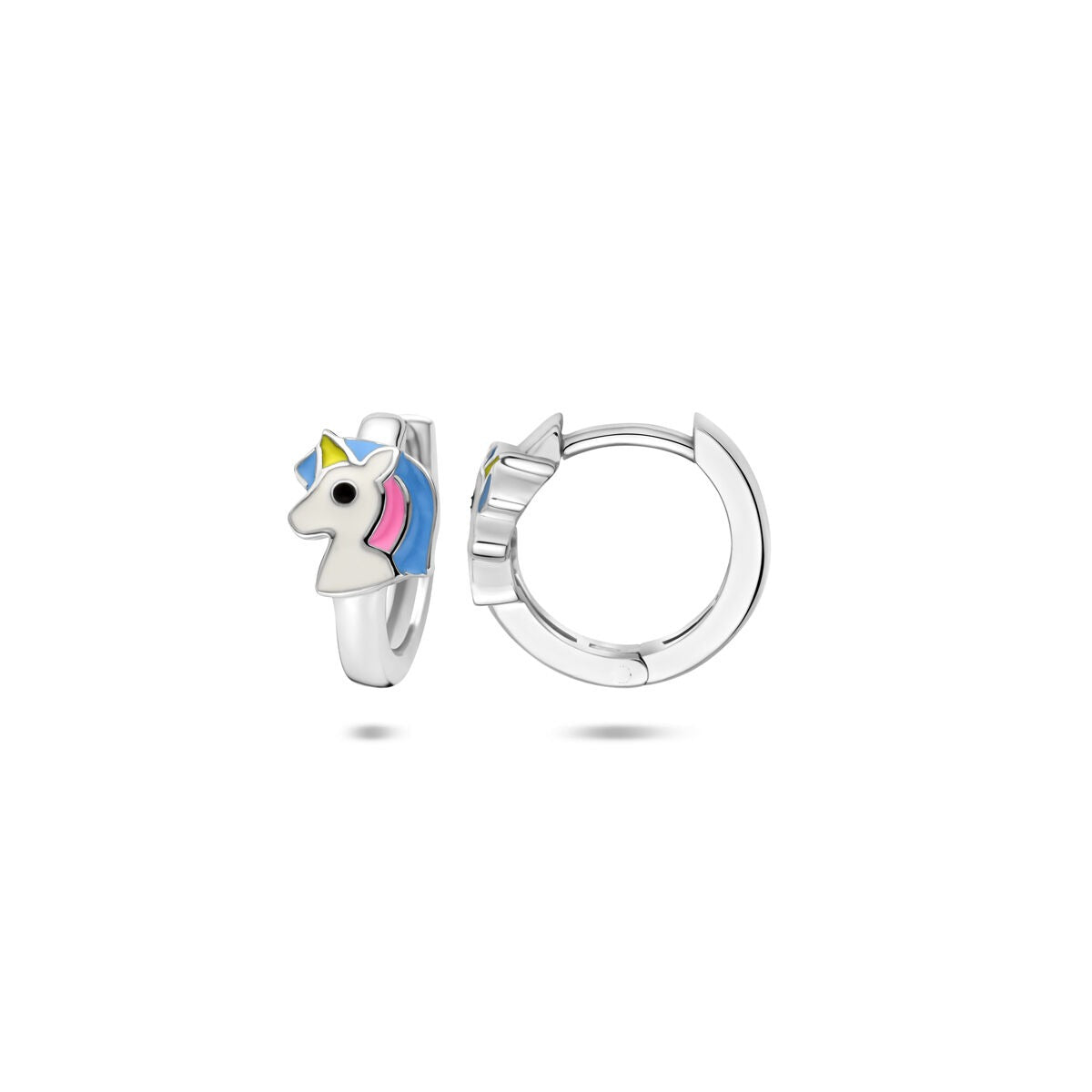 Créoles en argent pour enfant avec émaillicorne – 13 x 6 mm
