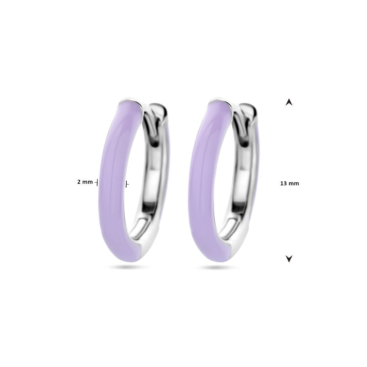 Créoles en argent rhodié avec émail violet