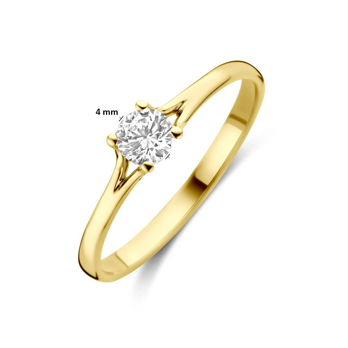 Bague pour femme en or jaune avec zircone – 14k or jaune