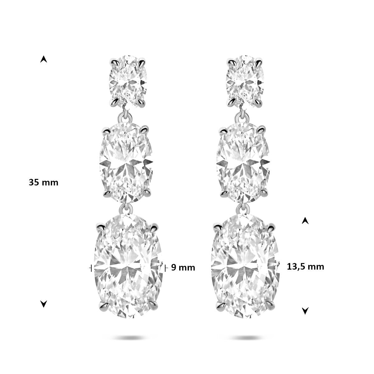 Boucles d'oreilles rhodiées en argent 925 avec zircone