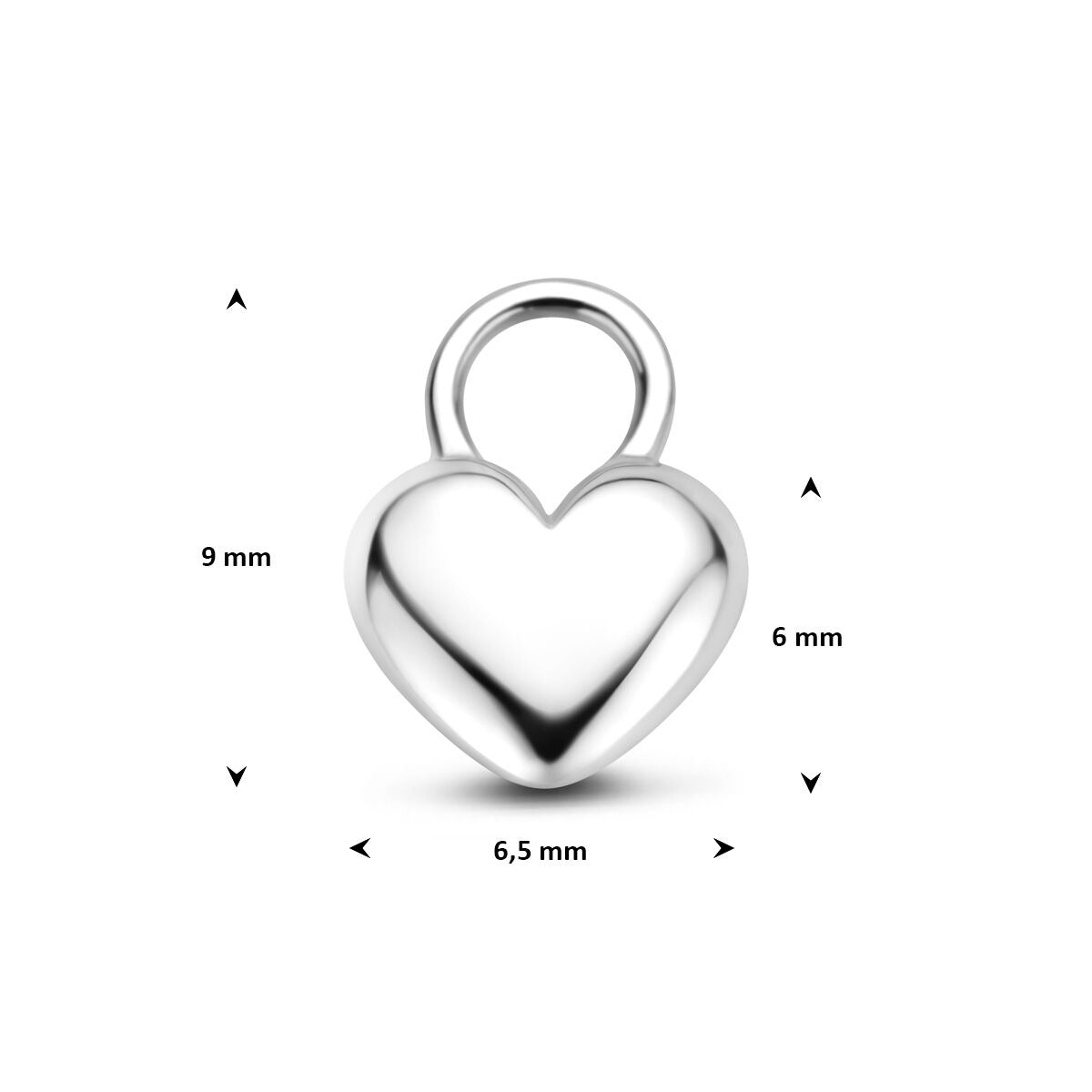 pendentif en forme de cœur en argent rhodié