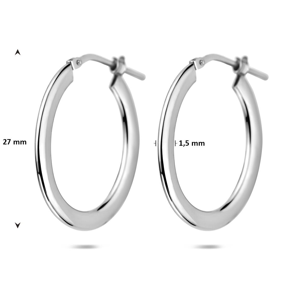 Créoles en argent avec fermoir à charnière – rhodié argent 925