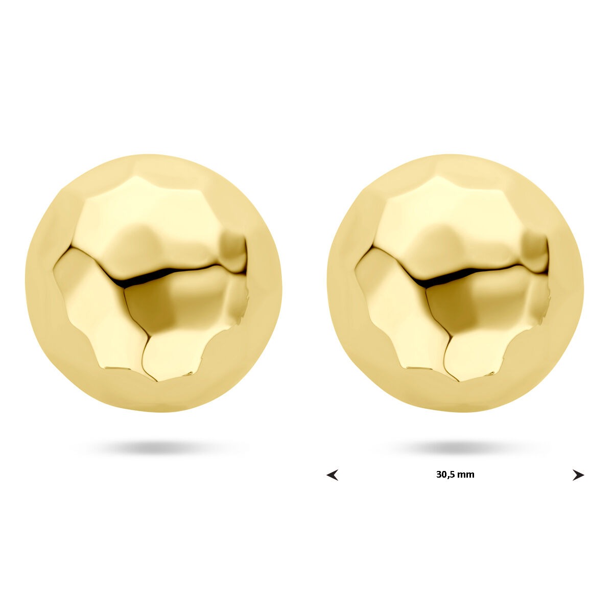 Puces d'oreilles plaqué or – 30 mm, or jaune sur argent 925