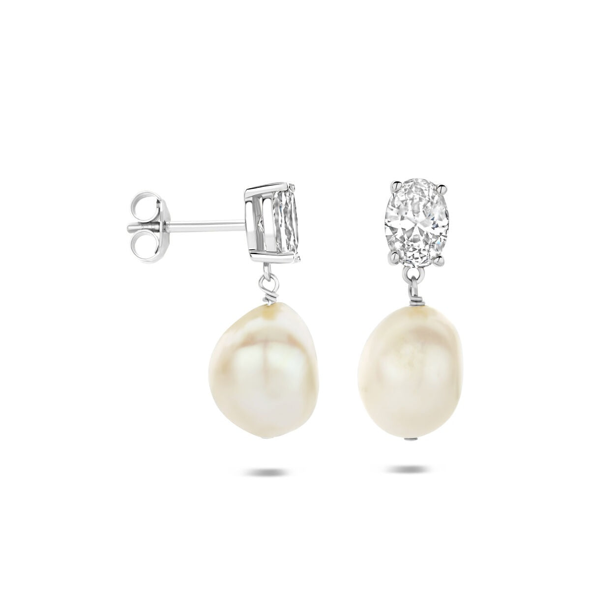 Boucles d'oreilles en argent 925 avec perle et zircone