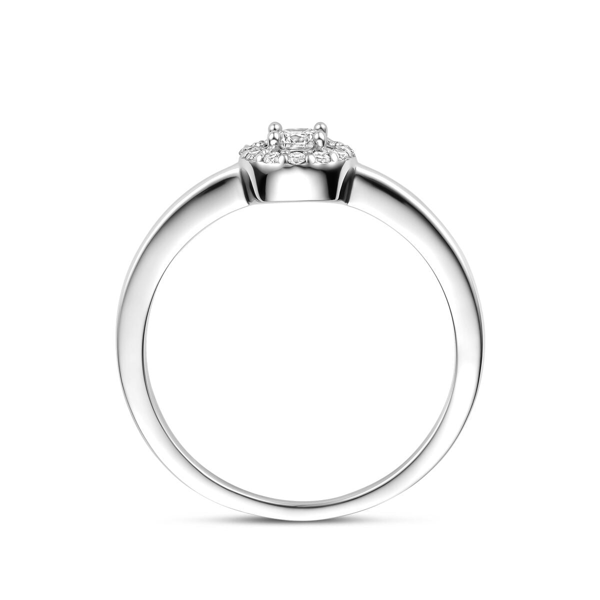 Bague solitaire en argent rhodié avec zircone