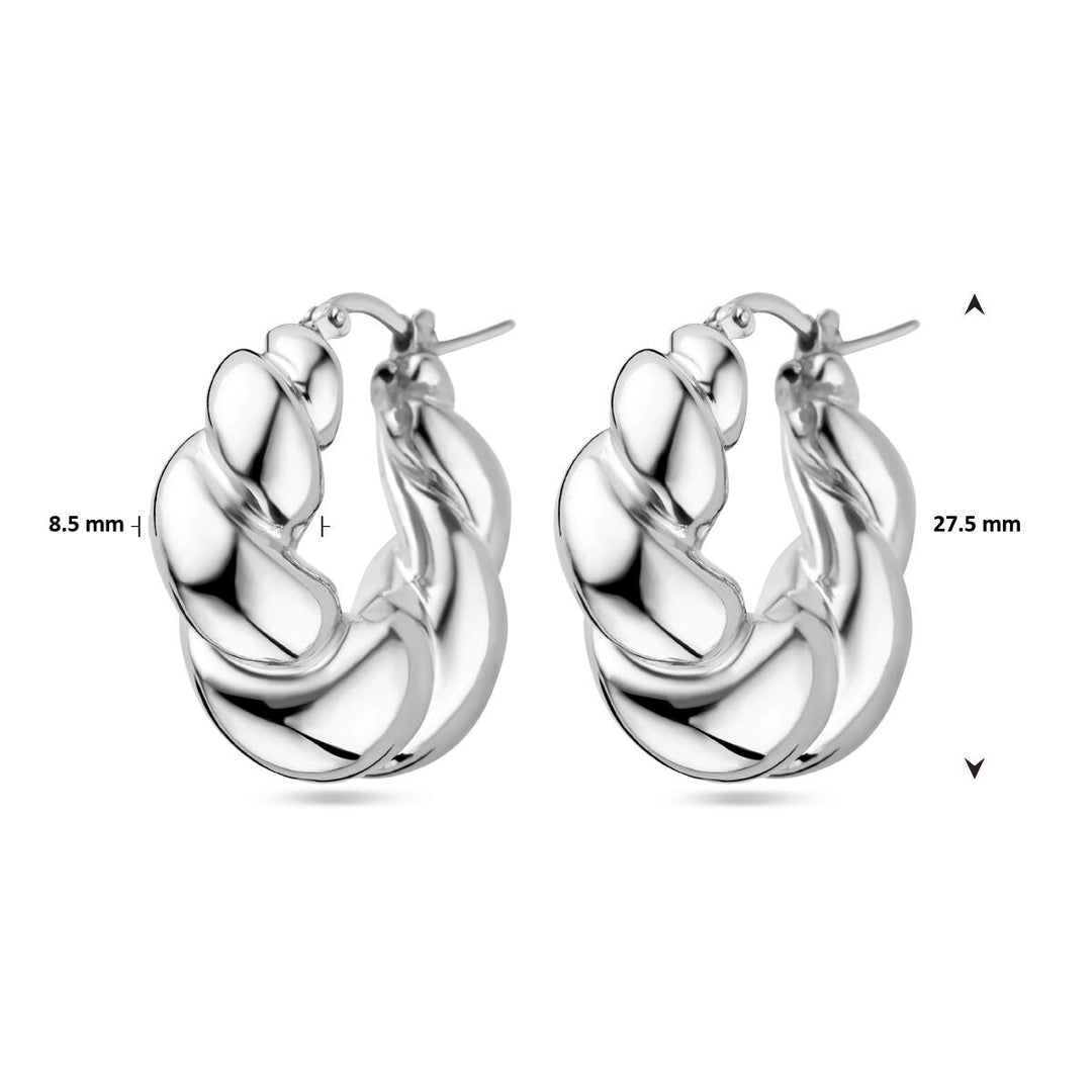Gerhodineerd Zilveren Gedraaide Oorringen – 27.5x8.5mm