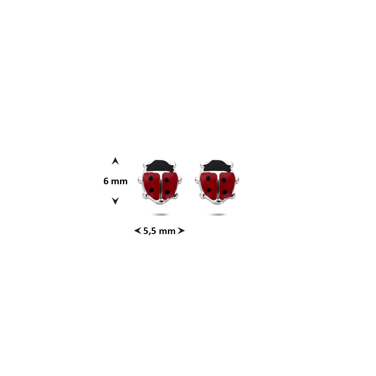 Puces d'oreilles pour enfant coccinelle rhodiées 6 mm