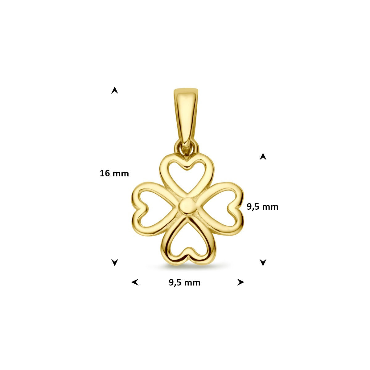 pendentif en or jaune en forme de trèfle – symbole de chance
