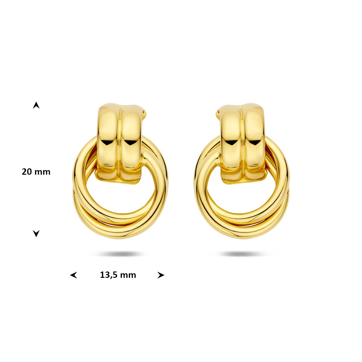 Puces d'oreilles en argent 925 plaqué or 20 x 13.5 mm